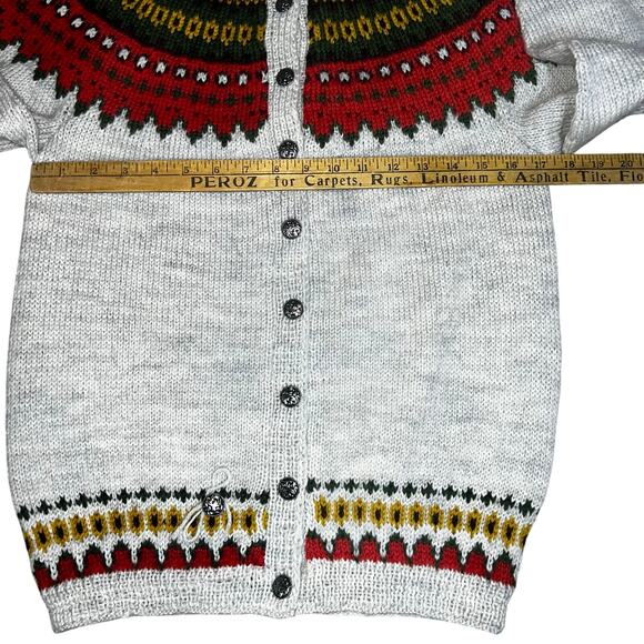 Vintage Icelandic Norwegian Style fairisle handmade women Cardigan Wool Sweater - Picture 6 of 9